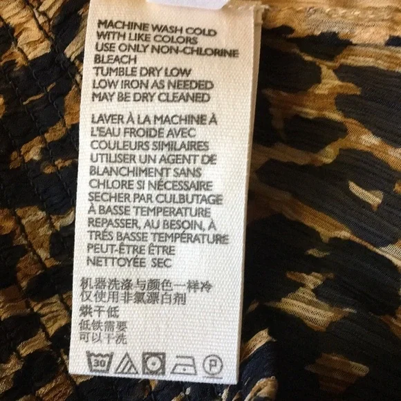 Free People | Brown Leopard Print Roma Blouse Cropped Sheer Crinkle S - Picture 7 of 7